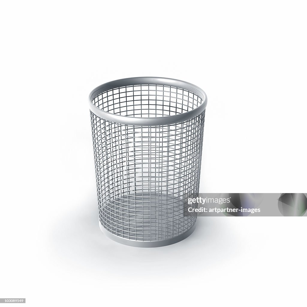 Dustbin or Trash Can or Waste Basket on White