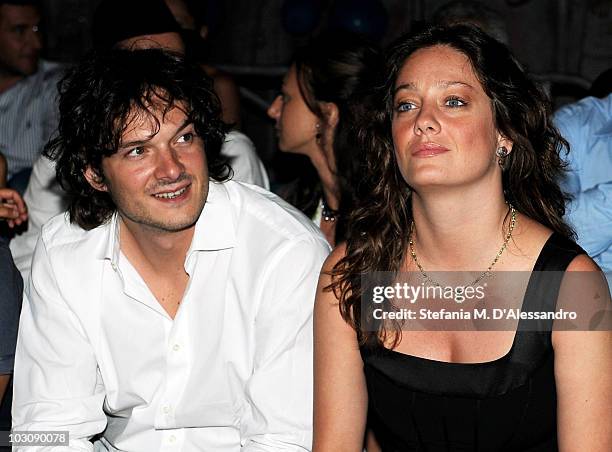 Actress Giovanna Mezzogiorno and her husband Alessio Fugolo attend the 'Vittorio Mezzogiorno Award' during the Giffoni Experience 2010 on July 25,...