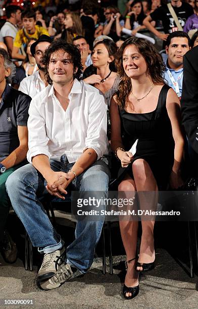 Giovanna Mezzogiorno and her husband Alessio Fugolo attend the 'Vittorio Mezzogiorno Award' during the Giffoni Experience 2010 on July 25, 2010 in...