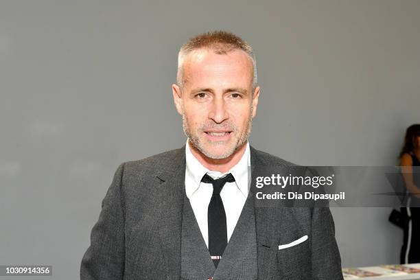 Designer Thom Browne attends the Libertine front row during New York Fashion Week: The Shows at Gallery II at Spring Studios on September 10, 2018 in...