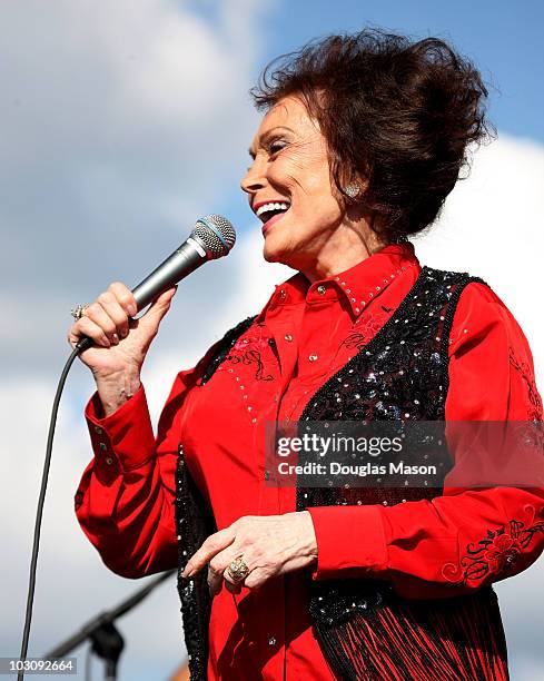 Loretta Lynn performs during Day 3 of the 2010 Hullabalou Music Festival at Churchill Downs on July 25, 2010 in Louisville, Kentucky.