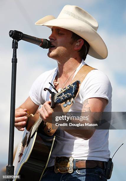 Justin Moore performs during Day 3 of the 2010 Hullabalou Music Festival at Churchill Downs on July 25, 2010 in Louisville, Kentucky.