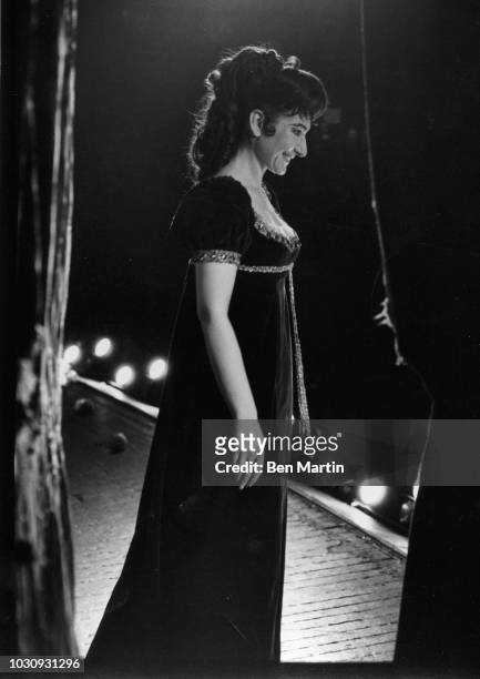 American-born Greek soprano Maria Callas taking a bow following a performance of 'Tosca', March 19th 1965.