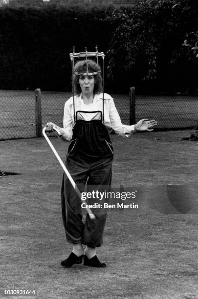 Judy Carne Laugh-in's 'sock it to me' comedienne, in a 'halo brace' recovering from a broken neck at her girlhood home Chapel Brampton,...
