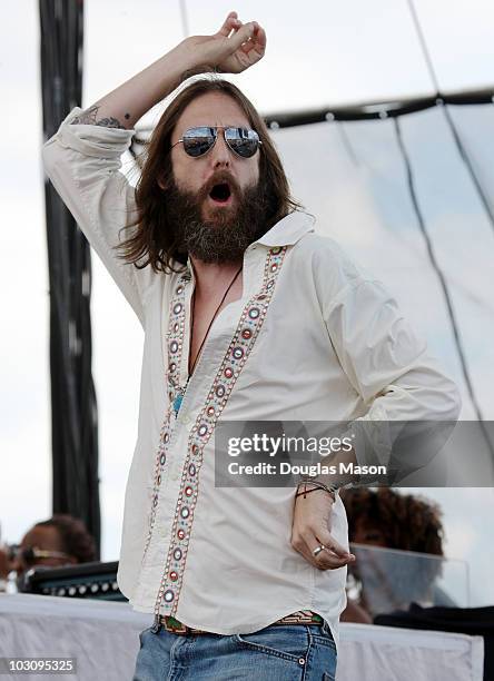 Chris Robinson of The Black Crowes performs during Day 3 of the 2010 Hullabalou Music Festival at Churchill Downs on July 25, 2010 in Louisville,...