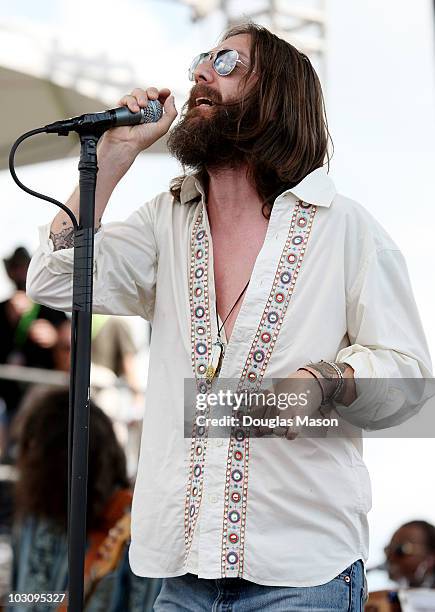 Chris Robinson of The Black Crowes performs during Day 3 of the 2010 Hullabalou Music Festival at Churchill Downs on July 25, 2010 in Louisville,...