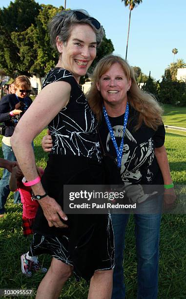 Actresses Mary Woronov and PJ Soles attend the The 6th Annual Johnny Ramone Tribute at Hollywood Forever on July 25, 2010 in Hollywood, California.