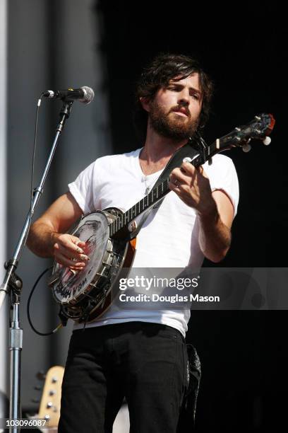 Scott Avett of The Avett Brothers performs during Day 3 of the 2010 Hullabalou Music Festival at Churchill Downs on July 25, 2010 in Louisville,...