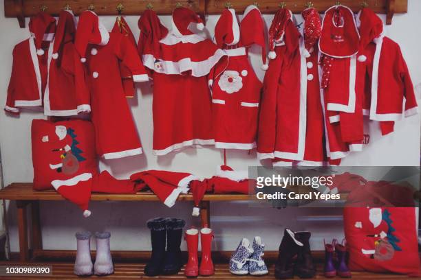 santa claus closets - santa suit stock pictures, royalty-free photos & images