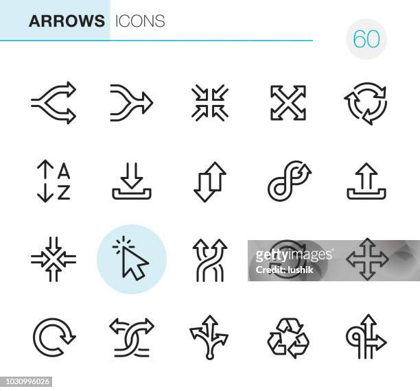 arrows - pixel perfect icons - road intersection stock illustrations