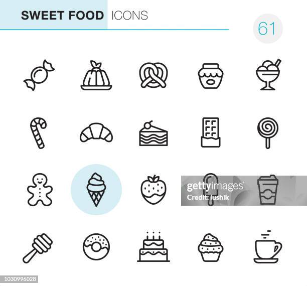 ilustraciones, imágenes clip art, dibujos animados e iconos de stock de dulces - iconos perfecto pixel - whipped cream