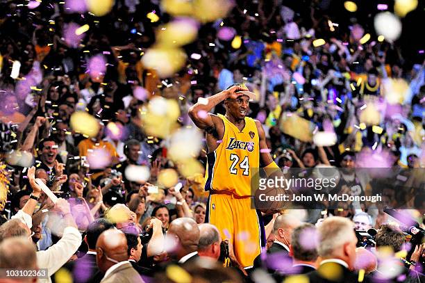 Finals: Los Angeles Lakers Kobe Bryant victorious after winning championship vs Boston Celtics. Game 7. Los Angeles, CA 6/17/2010 CREDIT: John W....