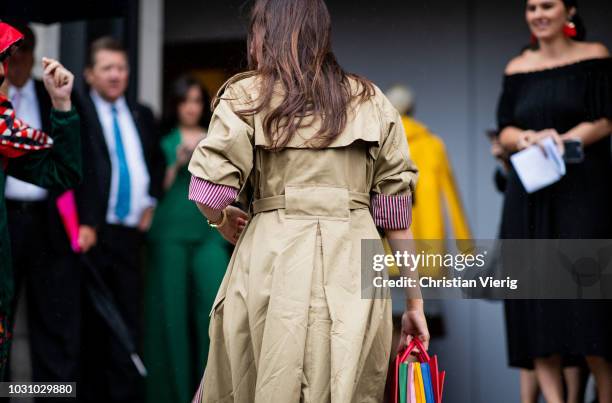 Giovanna Battaglia Engelbert wearing trench coat is seen outside Carolina Herrera during New York Fashion Week Spring/Summer 2019 on September 10,...