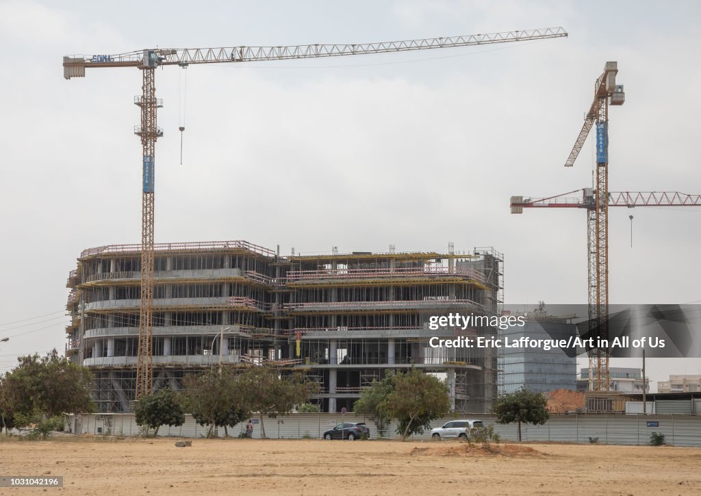 Cranes on a construction site, Luanda Province, Luanda, Angola...