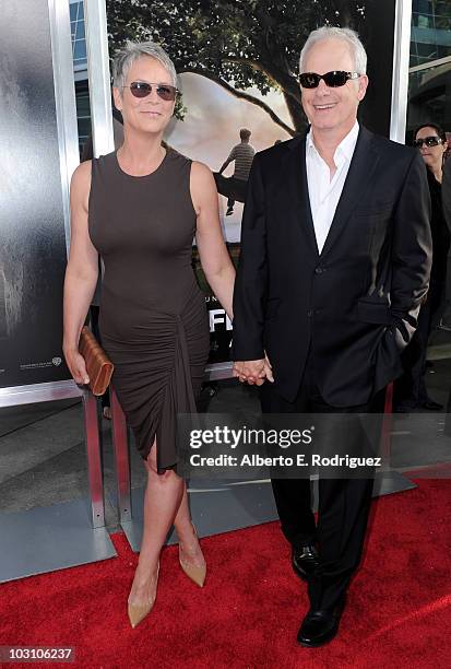 Actress Jamie Lee Curtis and actor Christopher Guest arrive to the premiere of Warner Bros.'s "Flipped" on July 26, 2010 in Hollywood, California.