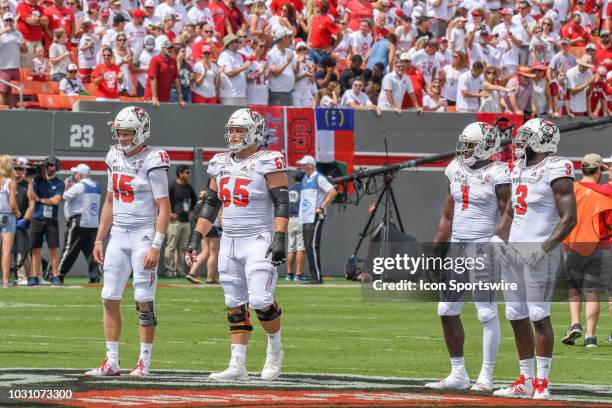 North Carolina State Wolfpack quarterback Ryan Finley , North Carolina State Wolfpack center Garrett Bradbury, North Carolina State Wolfpack wide...