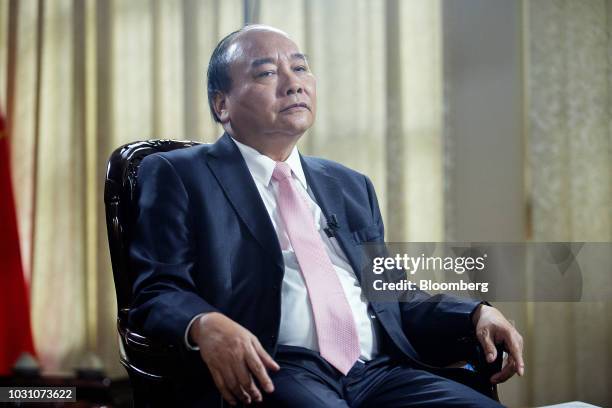 Nguyen Xuan Phuc, Vietnam's prime minister, attends a Bloomberg Television interview in Hanoi, Vietnam, on Monday, Sept. 10, 2018....