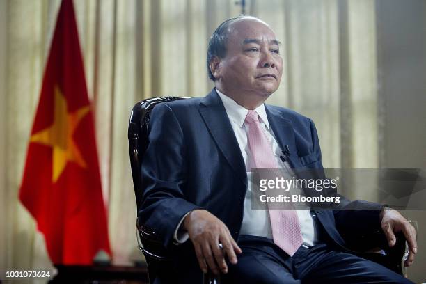 Nguyen Xuan Phuc, Vietnam's prime minister, attends a Bloomberg Television interview in Hanoi, Vietnam, on Monday, Sept. 10, 2018....