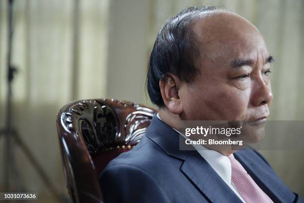 Nguyen Xuan Phuc, Vietnam's prime minister, attends a Bloomberg Television interview in Hanoi, Vietnam, on Monday, Sept. 10, 2018....