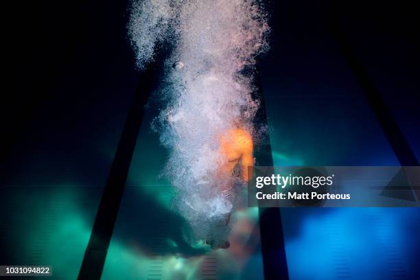man submerged in pool - merman stock pictures, royalty-free photos & images