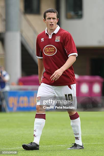 Tadhg Purcell of Northampton Town in action during the pre season match between Northampton Town and Watford at Sixfields Stadium on July 24, 2010 in...