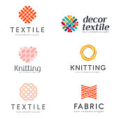 Set of vector design elements for shop knitting, textile