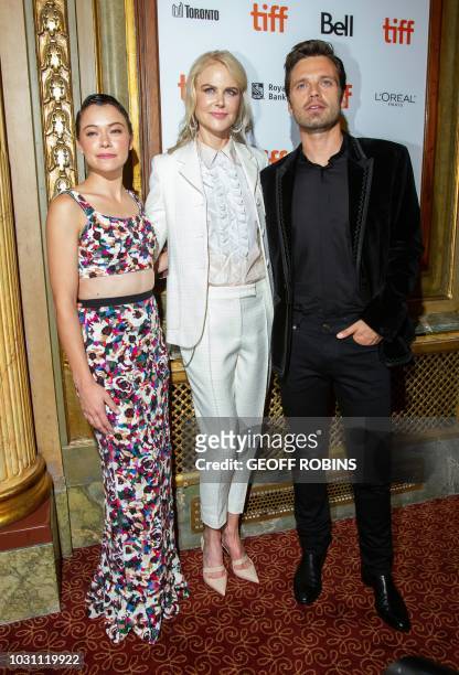 Actress Tatiana Maslany , Nicole Kidman and actor Sebastian Stan attend the premiere of 'The Old Man and the Gun' at the Toronto International Film...