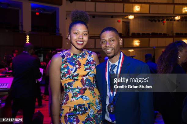 Victorie Franklin, Granddaughter and Kecalf Franklin, Son of Aretha Franklin attend 'Evolution of Gospel - A Tribute to Aretha Franklin' at The...