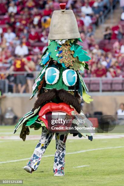 The Stanford University tree mascot dances during the football game between the Stanford Cardinal and USC Trojans on September 8 at Stanford Stadium...