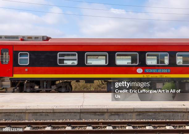 Train in a railway station, Benguela Province, Benguela, Angola on July 9, 2018 in Benguela, Angola.