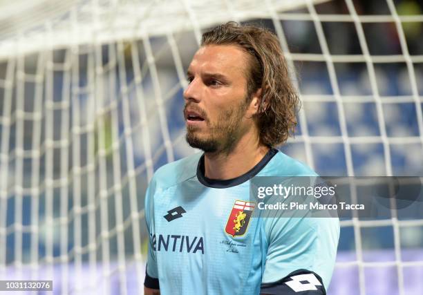 Goalkeeper of Genoa CFC Federico Marchetti looks on during the serie A match between US Sassuolo and Genoa CFC at Mapei Stadium - Citta' del...