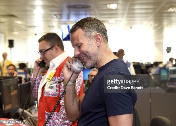Ryan Giggs makes a trade at the BGC Charity Day at One Churchill Place on September 11, 2018 in London, England.