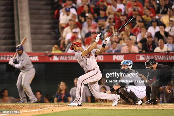 National League All-Star Chris Young of the Arizona Diamondbacks bats during the 81st MLB All-Star Game at Angel Stadium of Anaheim on July 13, 2010...