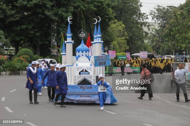 Indonesian students take part in the 1 Muharram 1440 Hijriah parade in Banda Aceh of Aceh Province, Indonesia on September 11, 2018. The Parade aims...