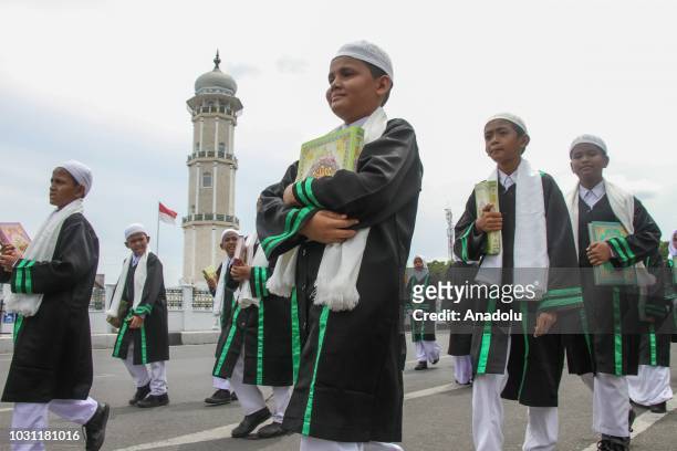 Indonesian students take part in the 1 Muharram 1440 Hijriah parade in Banda Aceh of Aceh Province, Indonesia on September 11, 2018. The Parade aims...