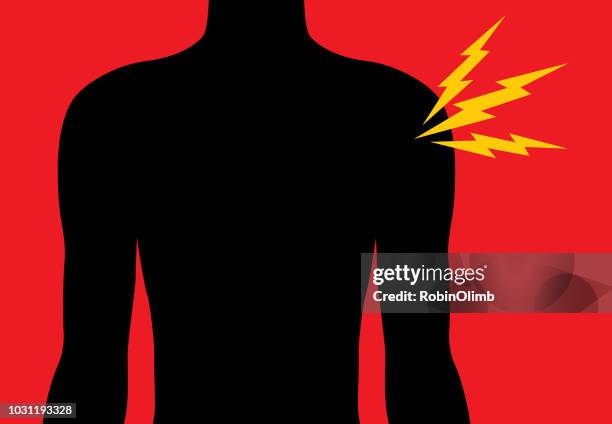 shoulder pain icon - muscle ache stock illustrations