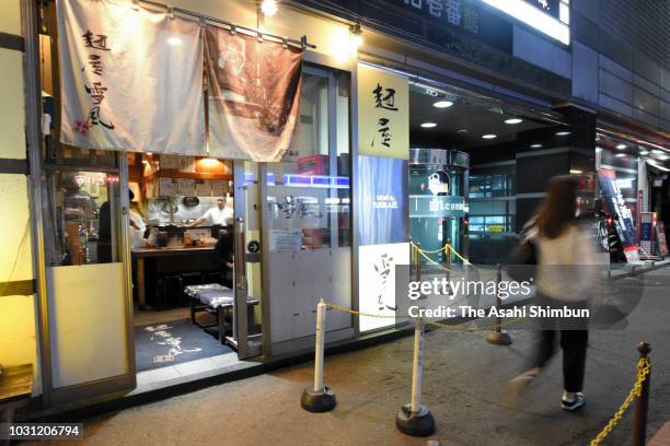 Ramen shop saves energy by not turning off some lights on September 10, 2018 in Sapporo, Hokkaido, Japan. Commuters hit the streets of the Hokkaido...
