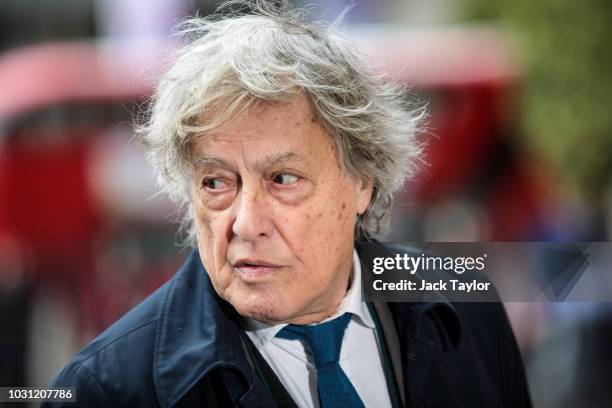 British playwright Tom Stoppard arrives at Westminster Abbey for a memorial service for theatre great Sir Peter Hall OBE on September 11, 2018 in...