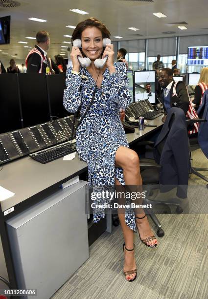 Melanie Sykes representing Together for Short Lives trades during the BGC Charity Day at One Churchill Place on September 11, 2018 in London, England.