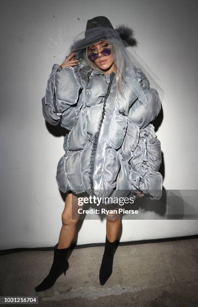 Imogen Anthony poses for portraits after the Stolen Girlfriends Club during New Zealand Fashion Week on August 29, 2018 in Auckland, New Zealand.