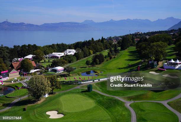 General view of the 15th, 16th and 18th holes during practice prior to the start of The Evian Championship 2018 at Evian Resort Golf Club on...