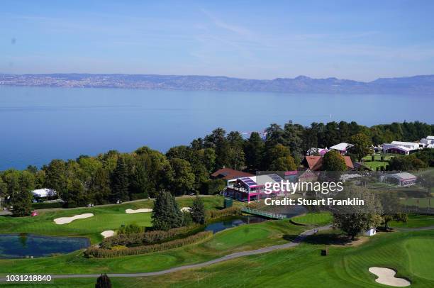 General view of the fifth and sixth holes during practice prior to the start of The Evian Championship 2018 at Evian Resort Golf Club on September...