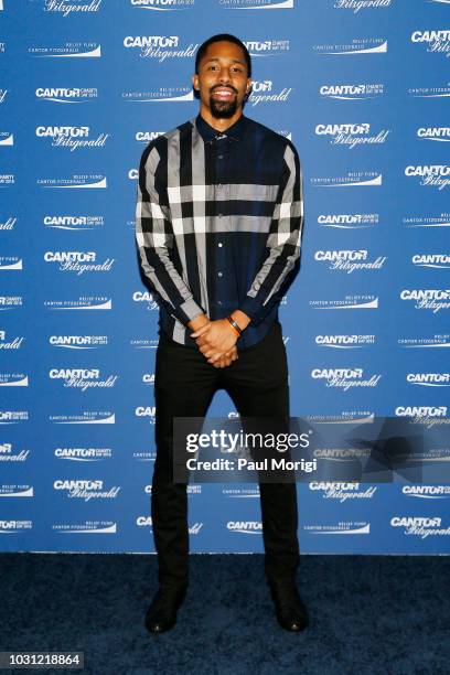 Spencer Dinwiddie attends the Annual Charity Day hosted by Cantor Fitzgerald, BGC and GFI at Cantor Fitzgerald on September 11, 2018 in New York City.