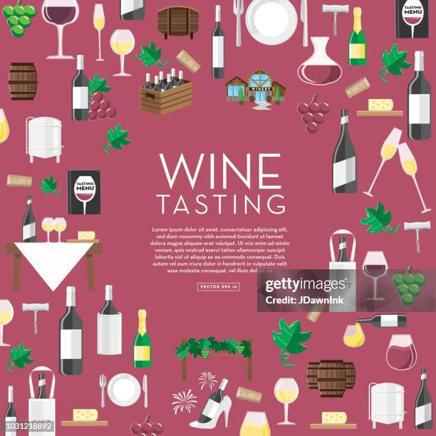 craft wine tasting background design template - bottle gift bag stock illustrations