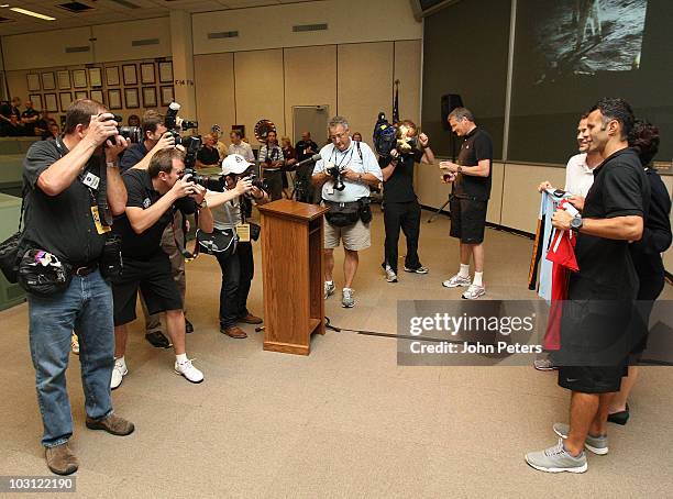 Ryan Giggs of Manchester United visits NASA Space Center as part of their pre-season tour of the US, Canada and Mexico on July 27, 2010 in Houston,...