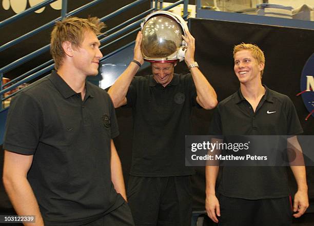 Tomasz Kuszczak, Edwin van der Sar and Ben Amos of Manchester United visit NASA Space Center as part of their pre-season tour of the US, Canada and...