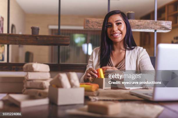 female hand made soap small business owner in western colorado - cc business owners - teen entrepreneur stock pictures, royalty-free photos & images