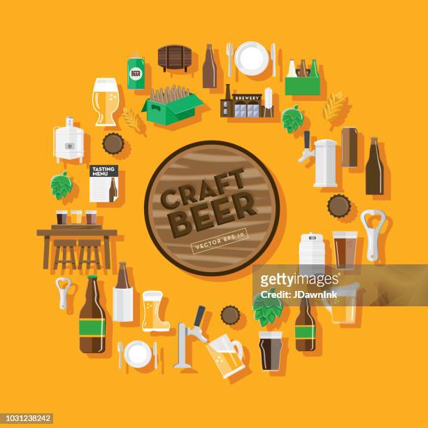 craft brewery icon background design template with placement text - distillery still stock illustrations