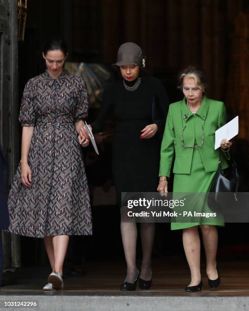 Rebecca Hall, the daughter of Sir Peter Hall the former director of the National Theatre, leaves with his ex wives, Maria Ewing and Leslie Caron,...