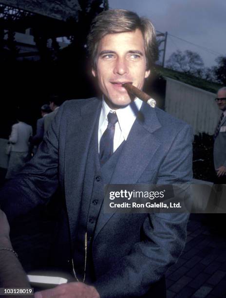 Actor Dirk Benedict attends the NBC Television Affiliates Party on May 16, 1983 at The Page Museum, La Brea Tar Pits in Los Angeles, California.